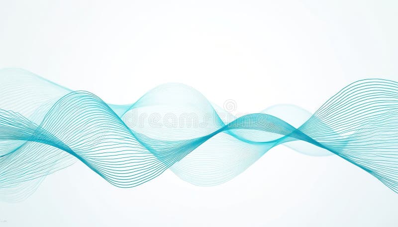 Minimal tech wavy lines abstract futuristic background in blue and white. Thin curves create digital gradient. Linear elements royalty free illustration
