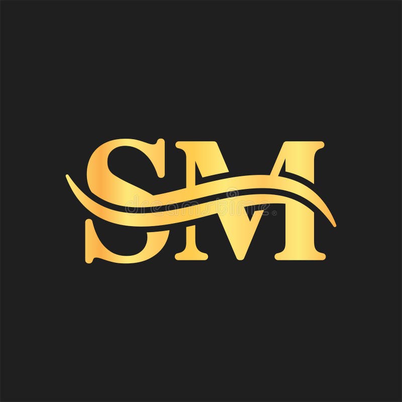 Letter SM Luxury Logo Wave Typeface Design Stock Vector - Illustration ...