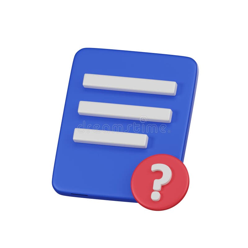 Minimal unknown document file icon. 3d render isolated illustration vector illustration