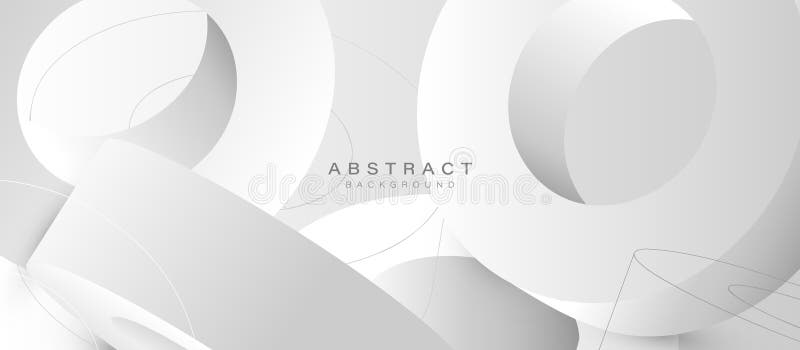 Minimal White Abstract Background with Curved 3D Shapes stock illustration