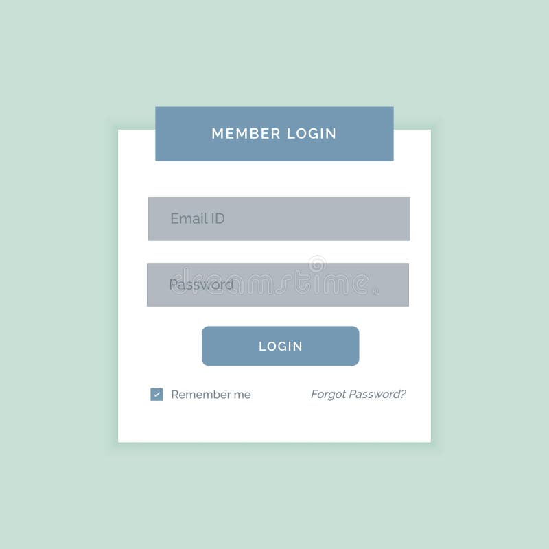 Minimal Login Form Template Design For Website And Applications Stock