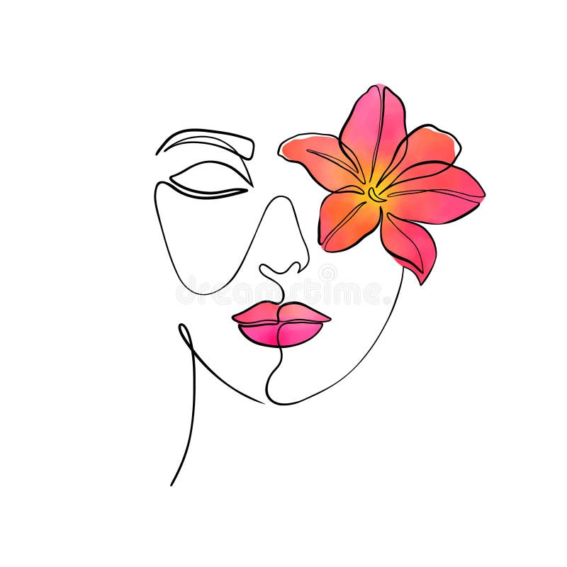 Minimal woman face stock vector. Illustration of line - 253628805