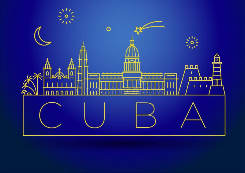Minimale Havana City Linear Skyline mit typografischem Entwurf vektor abbildung Minimale Havana City Linear Skyline mit typografischem Entwurf vektor abbildung