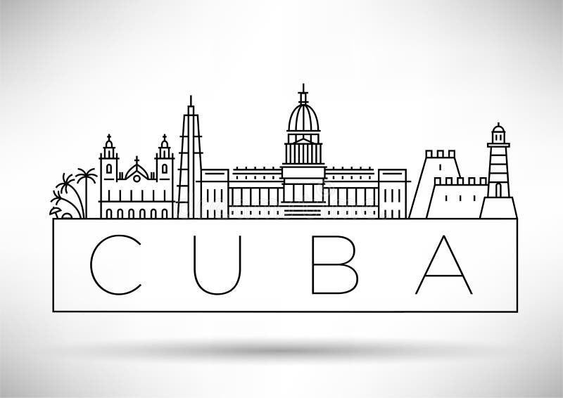 Minimale Havana City Linear Skyline mit typografischem Entwurf lizenzfreie abbildung Minimale Havana City Linear Skyline mit typografischem Entwurf lizenzfreie abbildung