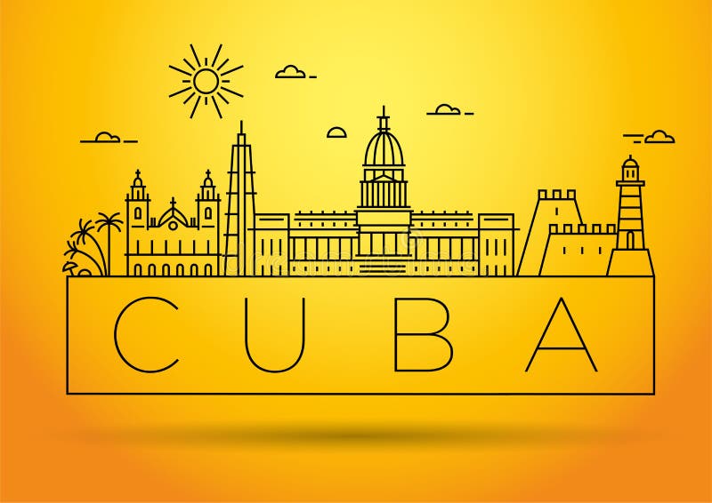 Minimale Havana City Linear Skyline mit typografischem Entwurf lizenzfreie abbildung Minimale Havana City Linear Skyline mit typografischem Entwurf lizenzfreie abbildung