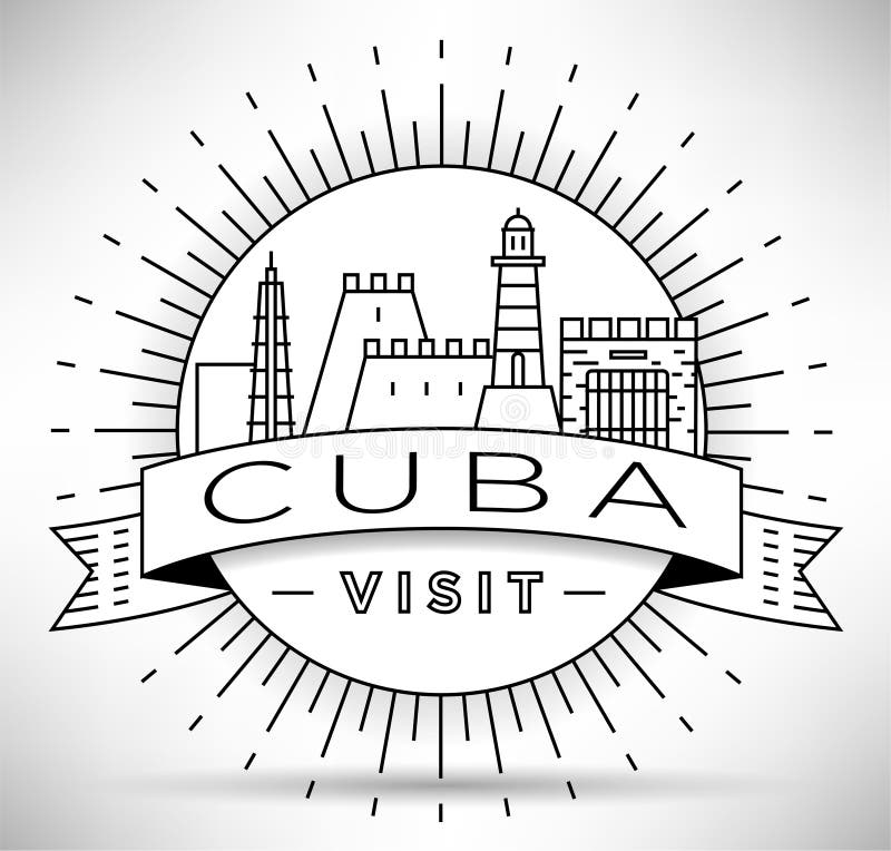 Minimale Havana City Linear Skyline mit typografischem Entwurf vektor abbildung Minimale Havana City Linear Skyline mit typografischem Entwurf vektor abbildung