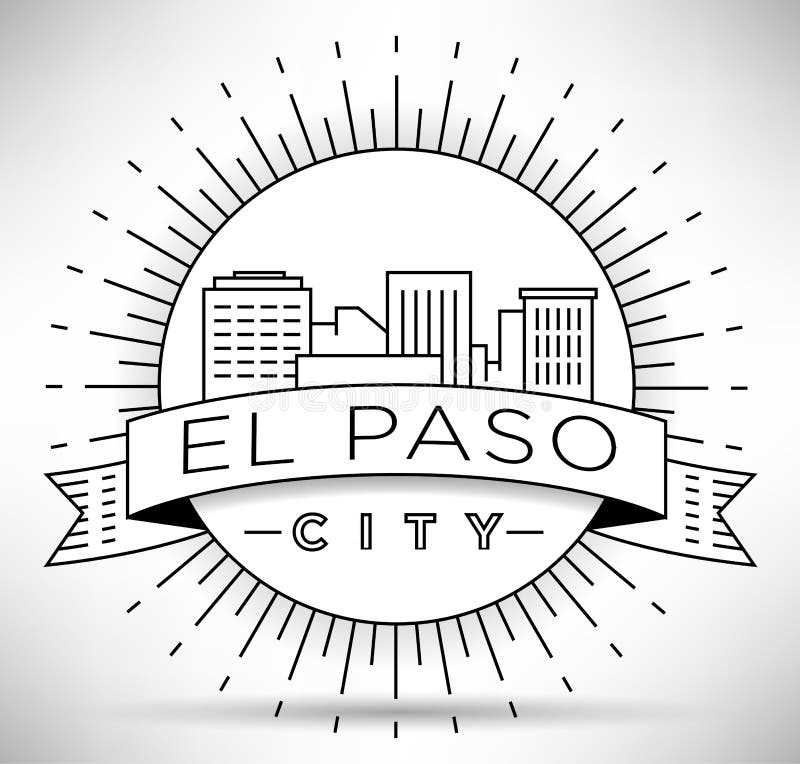 Minimale Lineaire de Stadshorizon van El Paso met Typografisch Ontwerp royalty-vrije illustratie Minimale Lineaire de Stadshorizon van El Paso met Typografisch Ontwerp royalty-vrije illustratie
