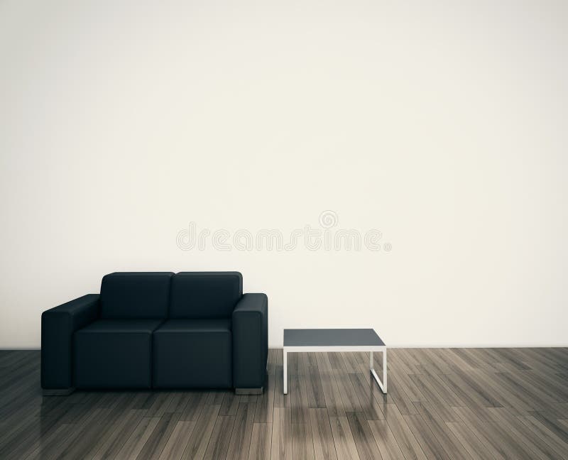 Minimale moderne binnenlandse laag om blinde muur onder ogen te zien royalty-vrije illustratie Minimale moderne binnenlandse laag om blinde muur onder ogen te zien royalty-vrije illustratie