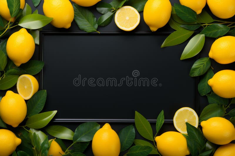 Minimalism för ljusram för citronbilder Svart projektionsyta med gul bakgrund stock illustrationer