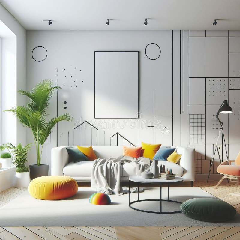 124 minimalisme ludique un salon avec un minimum. 124 p rare étrange sm un salon au design minimaliste avec des lignes épurées des murs blancs et des éclaboussures de couleur vive ajoutant une touche ludique à