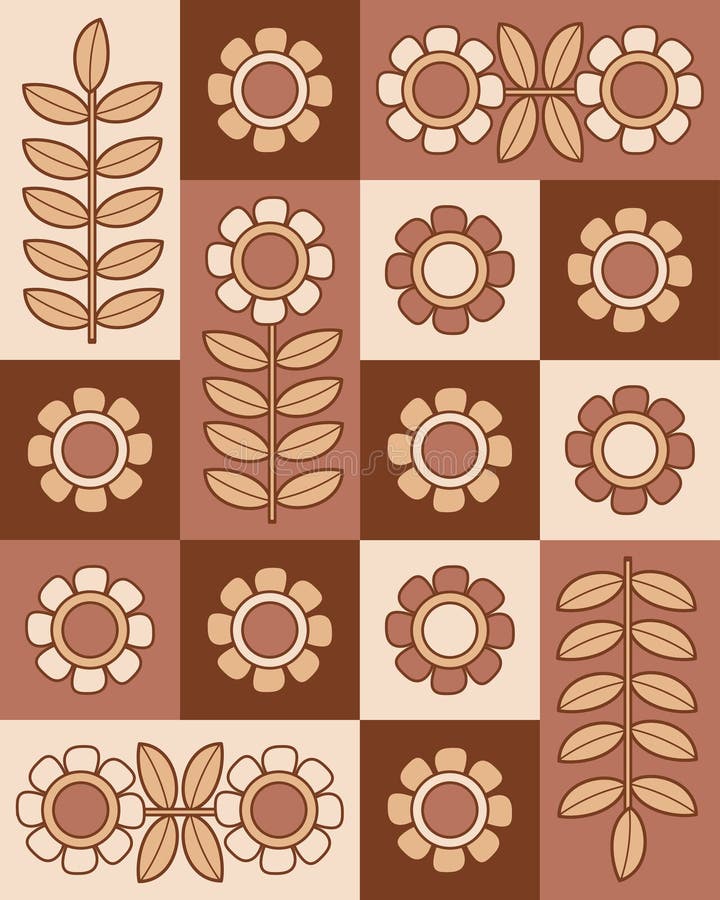 Minimalismus Blumenmocha Mousster. moderne Blumen und abstrakte beige braune Muster. minimaler handgefertigter Stil lizenzfreie abbildung