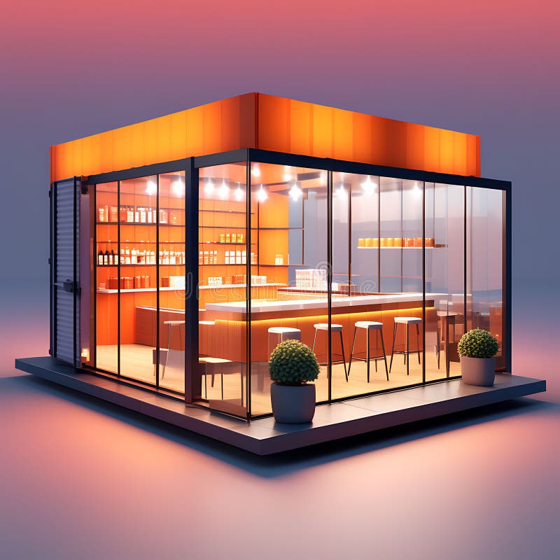 Minimalismus : isometrische Ansicht des Containerlagers außen in 3D-Renderingarchitektur vektor abbildung