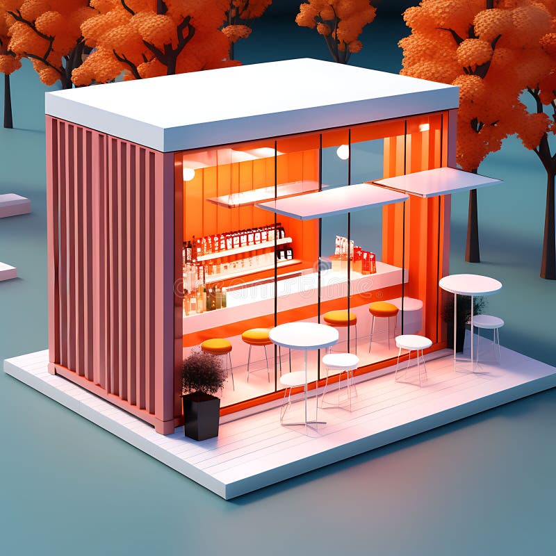 Minimalismus : isometrische Ansicht des Containerlagers außen in 3D-Renderingarchitektur lizenzfreie abbildung