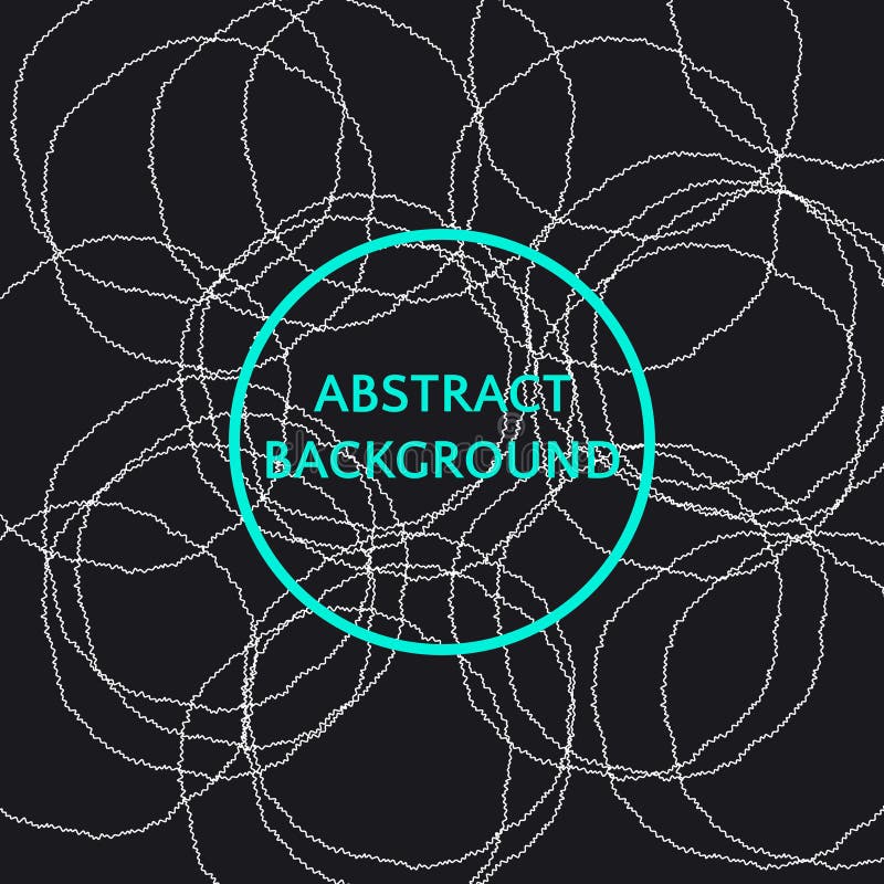 Minimalist abstract background with thin hand drawn wavy circles placed chaotically royalty free illustration