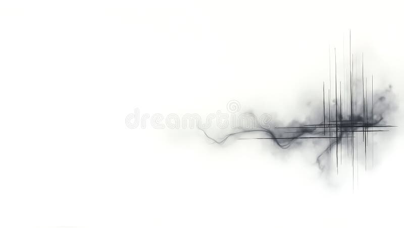 A minimalist abstract design featuring intersecting black lines against a white background stock illustration