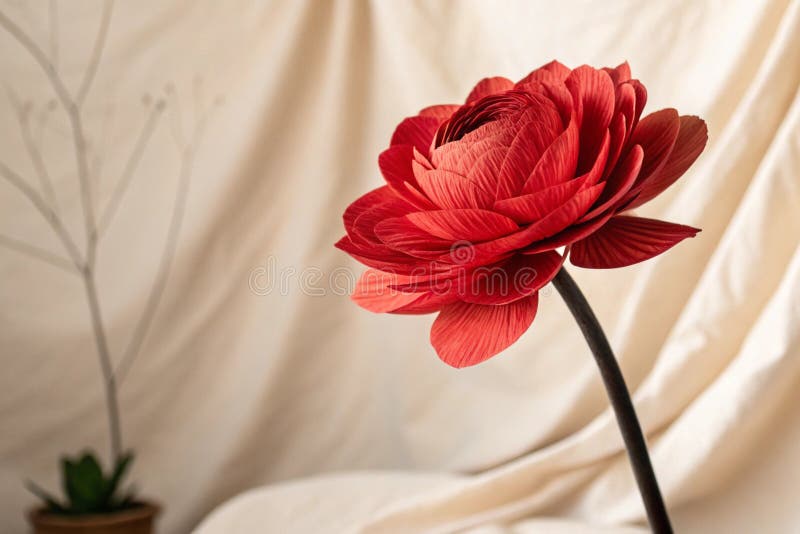 Minimalist abstract red flower illustration