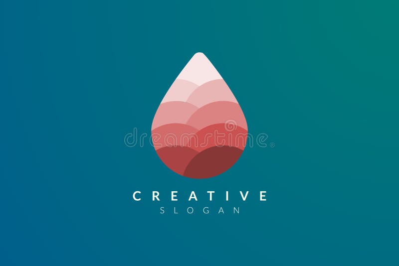 Minimalist abstract shaped water drop logo design. stock illustration