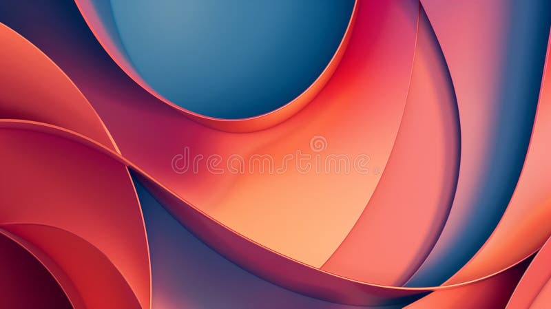 Minimalist abstract shapes looking like chaotic waves in the style of digital wallpaper. Blue, orange, pink and yellow background vector illustration