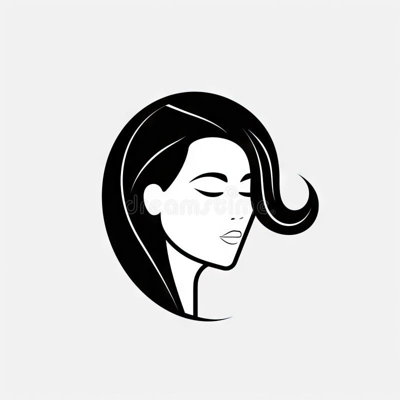 Minimalist Beautiful Girl Logo with Thick Black and White Outline ...