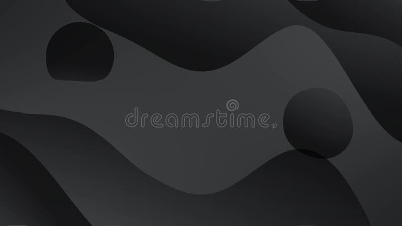 Black animation with wavy shapes, minimalist looping background. stock illustration