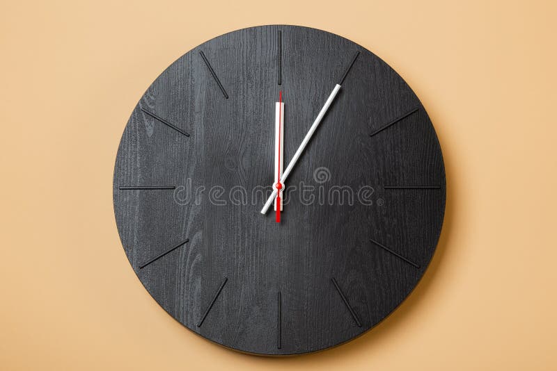 Minimalist Black Wall Clocks on Brown Background Stock Photo Image of