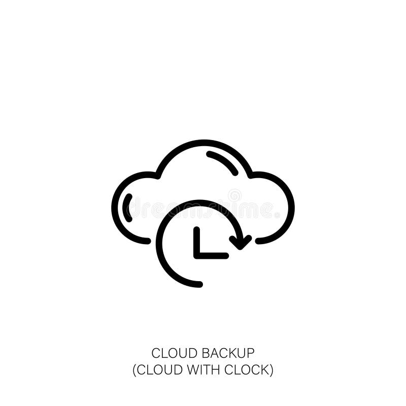 Cloud Backup Icon with Clock Symbol vector illustration