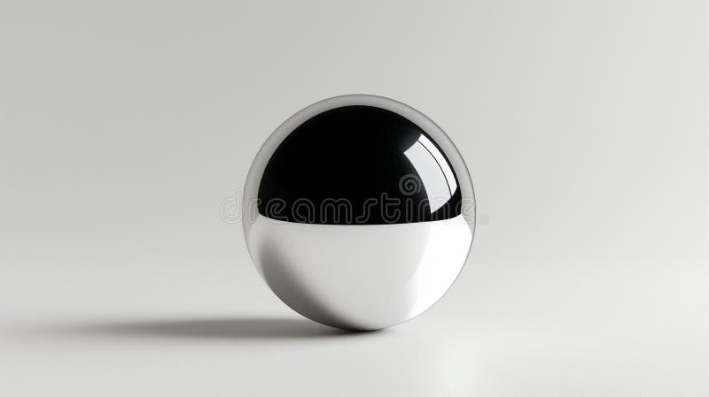 A Minimalist, Black-and-white, Spherical Object with a Reflective ...