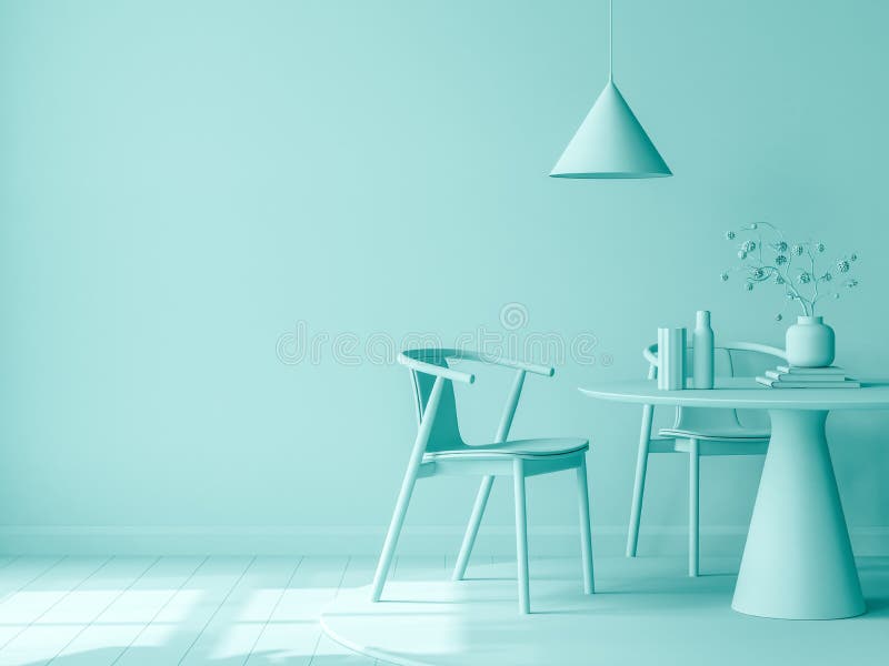 Minimalist blue Interior of modern living room 3D rendering vector illustration