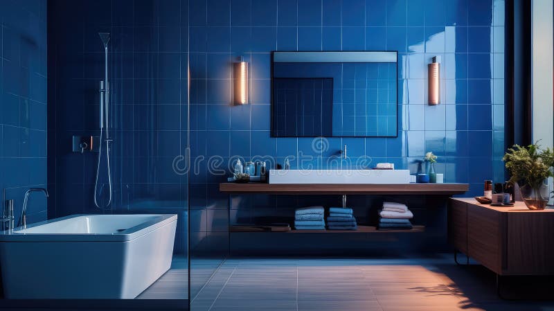 Minimalist blue tile floor stock illustration