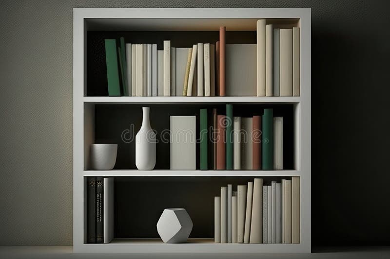 A Minimalist Bookshelf with a Few Carefully Selected Books Stock