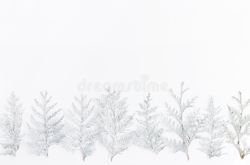 Minimalist Christmas white background. Christmas, winter, new year concept. Flat lay, top view