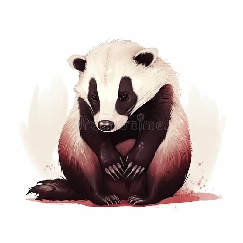 Minimalist Cute Badger Drawing on White Background for Children S Book