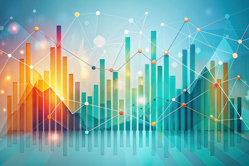 Minimalist Data Visualization Poster Design for Statistical Reports Modern Geometric Shapes and Clean Color Palettes stock illustration