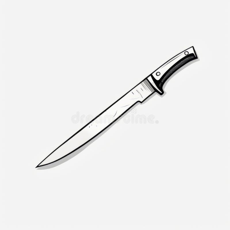 Minimalist Digital Illustration of a Knife with Simple Line Art Stock Illustration