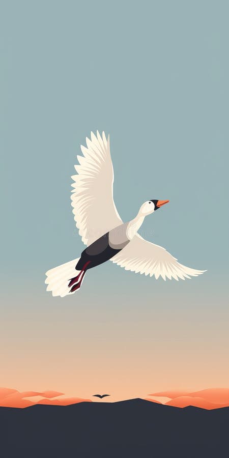 Minimalist Duck in Flight Mobile Wallpaper - High Quality 8k Illustration  Stock Illustration - Illustration of background, symbolizing: 284760639