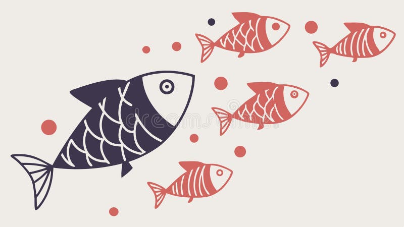 Minimalist Fish Skeleton and Outline Vector, vector design Generative AI royalty free illustration