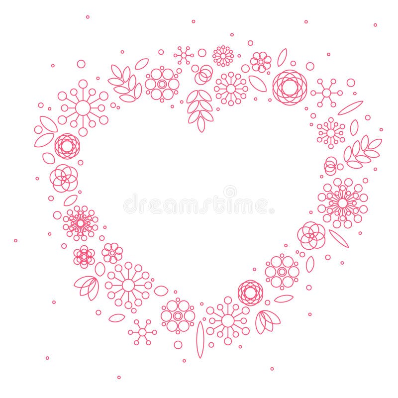 Minimalist floral background heart frame stock illustration