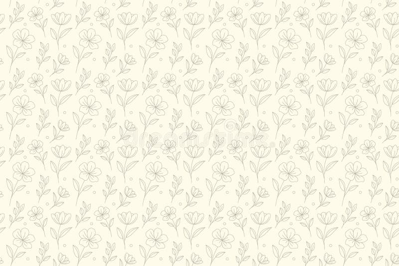 Minimalist Floral Line Art Pattern vector illustration