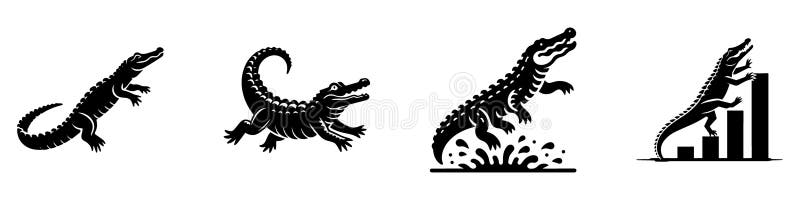 Minimalist Full Body Alligator Climbing Riverbank Vector Design royalty free illustration