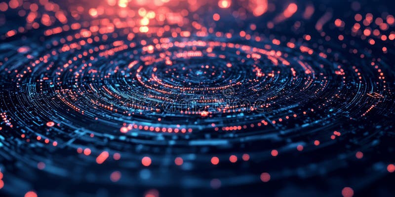 Minimalist geometric background with radiant circles and smooth gradient transitions, tech-inspired background. Generative AI AI generated