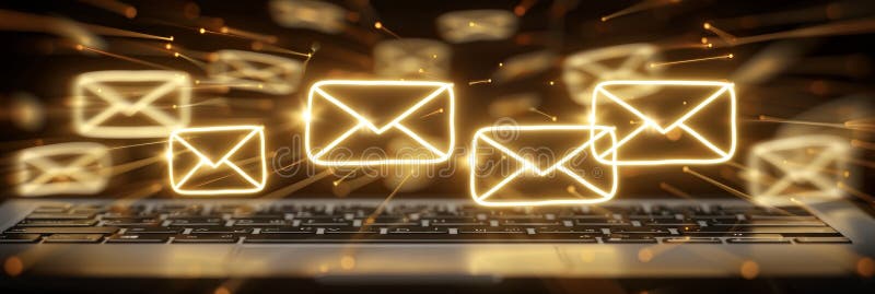 Lista de e-mailuri geometrice minimaliste pe ecranul laptopului pentru o organizație eficientă vector illustration