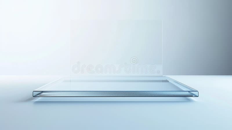 Minimalist glass platform with soft lighting stock photo