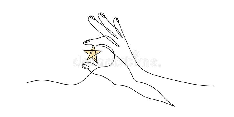 Minimalist Hand Holding Star Continuous Line Drawing for Aspiration and Achievement vector illustration