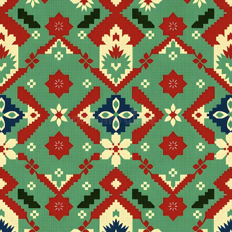 Minimalist Hungarian Szonyeg pattern with heritage motifs, seamless pattern. vector illustration
