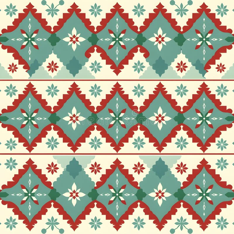 Minimalist Hungarian Szonyeg pattern with heritage motifs, seamless pattern. stock illustration