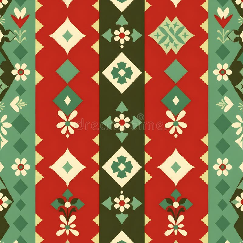 Minimalist Hungarian Szonyeg pattern with heritage motifs, seamless pattern. stock illustration