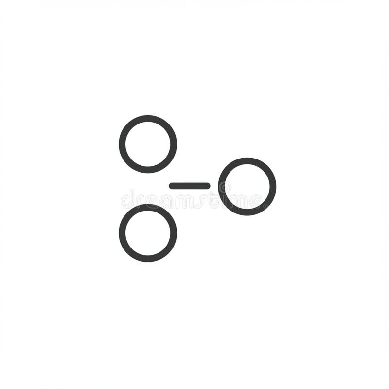 A minimalist icon consists of three black circles arranged in an inverted triangle royalty free illustration
