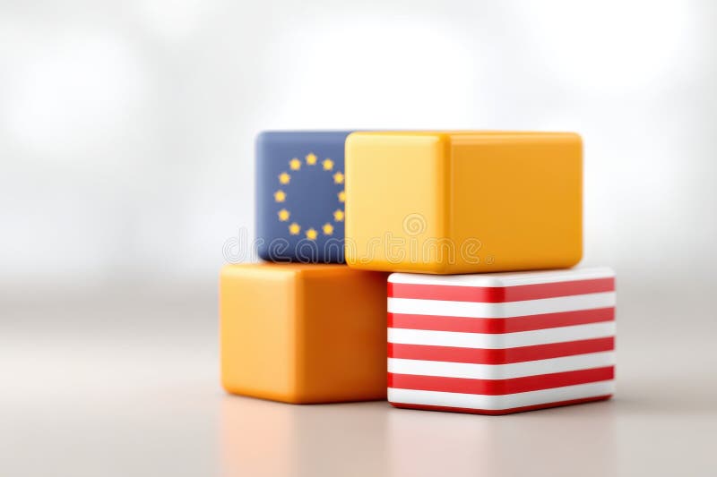 This minimalist illustration showcases three abstract cubes, each with distinct patterns and symbols royalty free stock photography