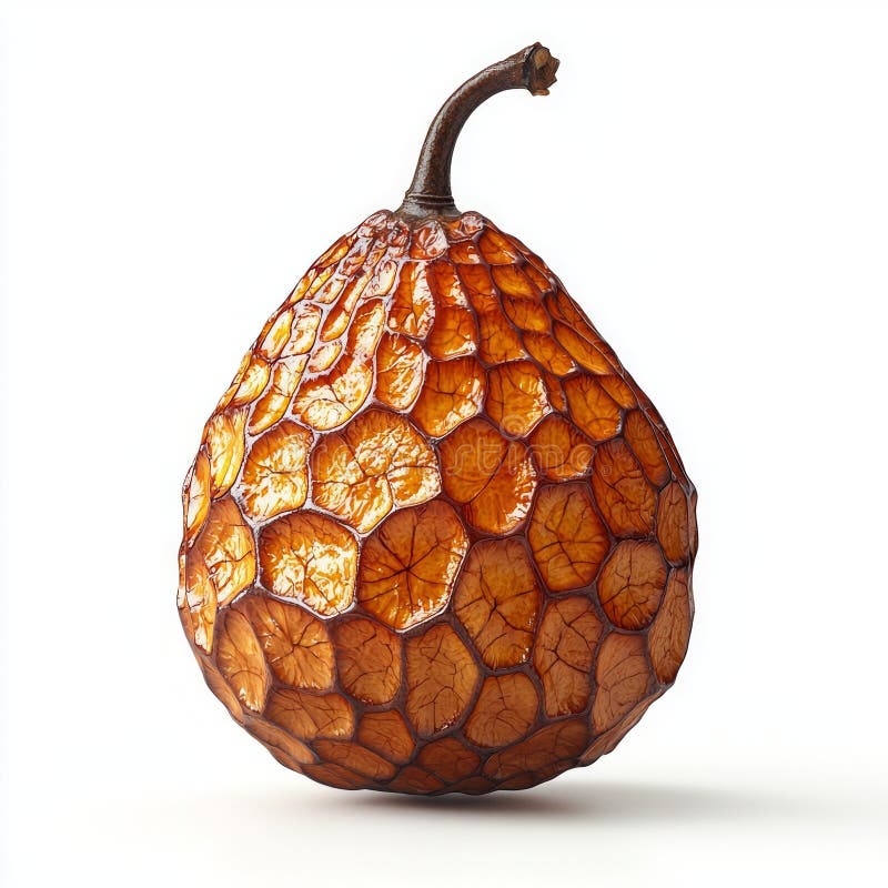 Minimalist illustration snake fruit showcasing its unique scaly texture teardrop shape and rich brown color clean white stock photo