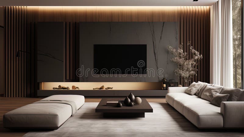 The Minimalist Interior Design with a Black and White Palette Stock